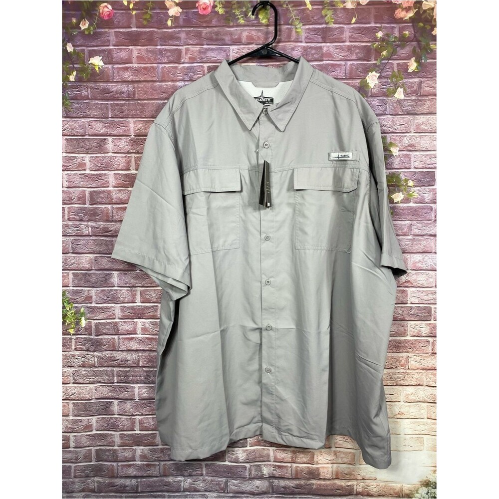 Habit Outdoors Gear Fishing Shirt Mens 3XL Gray UPF 50+ Vented Short Sleeve NWT